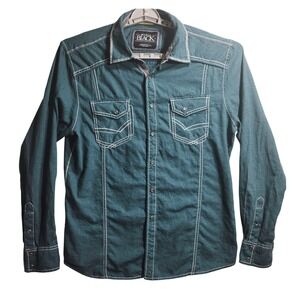 Buckle Black Athletic Fit Shirt Western Style Stitching Details Large PERFORMANC